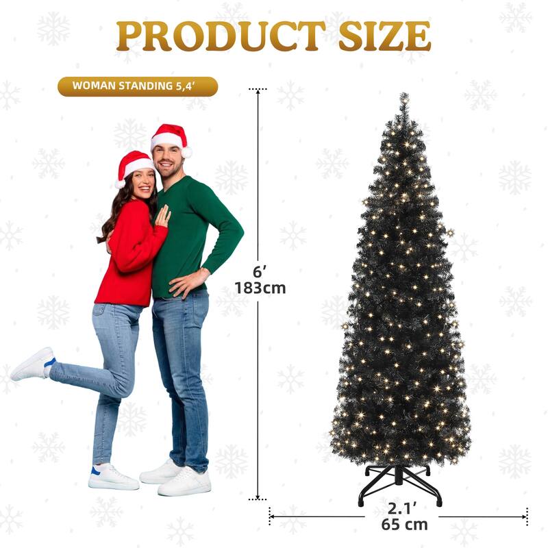 6/7.5FT Halloween Black Spruce Artificial Christmas Tree