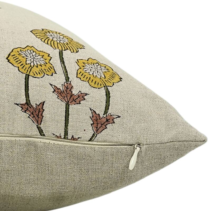 Linen Farmhouse Block print pillow Cover - Amitabh