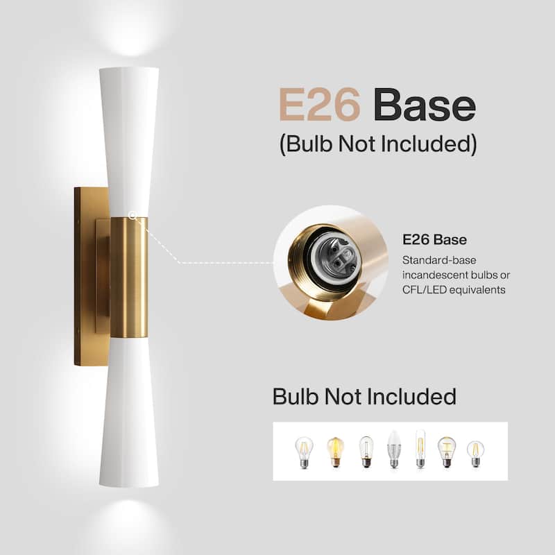 21.7-Inch Modern Gold Wall Sconce with Acid-etched Glass Shades, Up and Down Lighting - 4.3'' W × 5.5'' D × 21.7'' H
