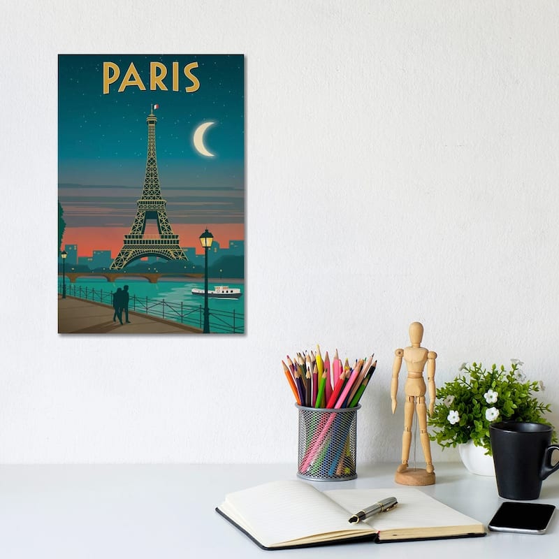 iCanvas "Paris Moonlight" by IdeaStorm Studios Canvas Print - 12x8x0.75