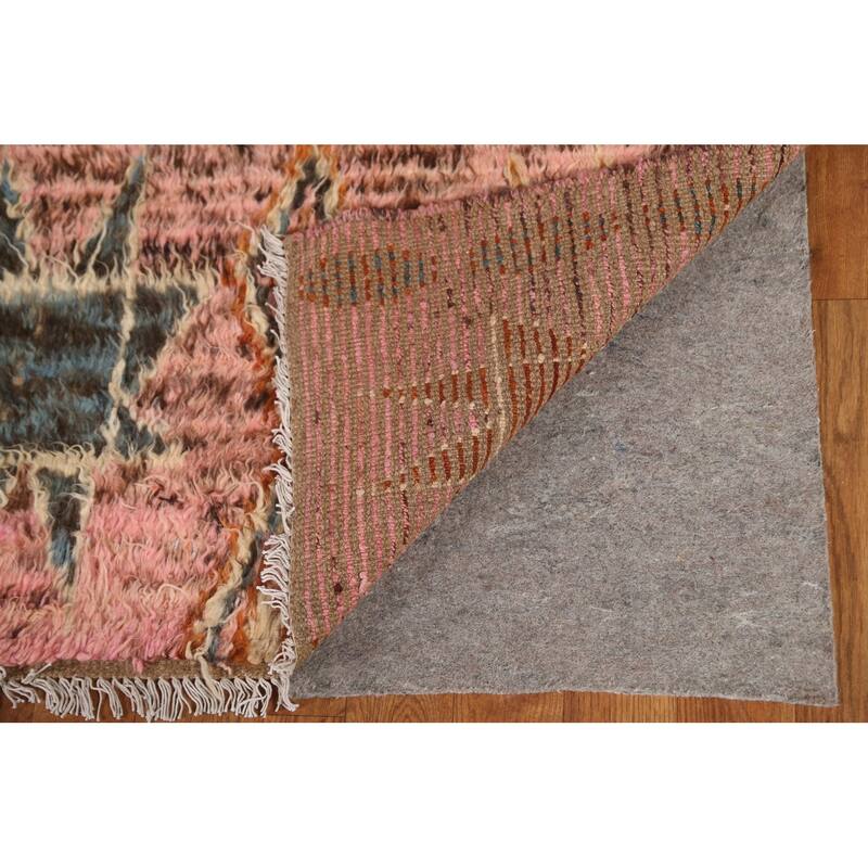 Hand Knotted Oriental 100% Wool Carpet Modern Tribal Pink Moroccan Area Rug - 9' 0'' X 5' 9''