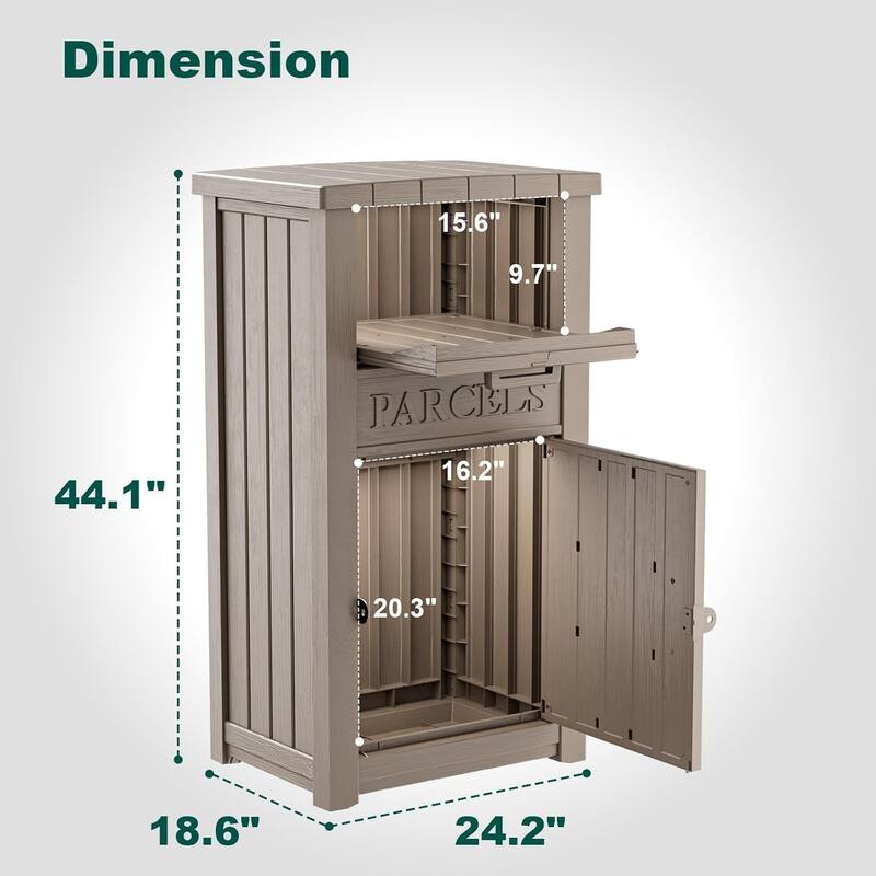 Package Delivery Box Outdoor, Resin Storage Box with Lockable Lid, Secure Contactless Parcel Drop Box for Porch, Garden