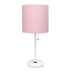 preview thumbnail 1 of 99, Porch & Den Custer Metal/ Fabric Lamp with Charging Outlet Pink on White base