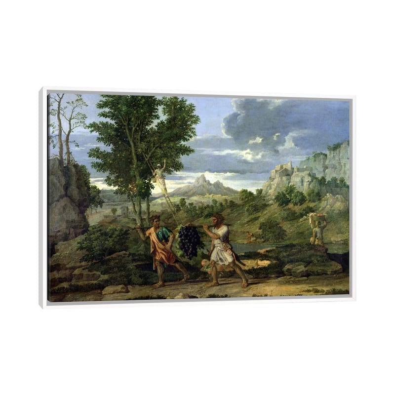 iCanvas "Autumn, or the Bunch of Grapes Taken from the Promised Land, 1660-64 " by Nicolas Poussin Framed Canvas Print - White - 26x40
