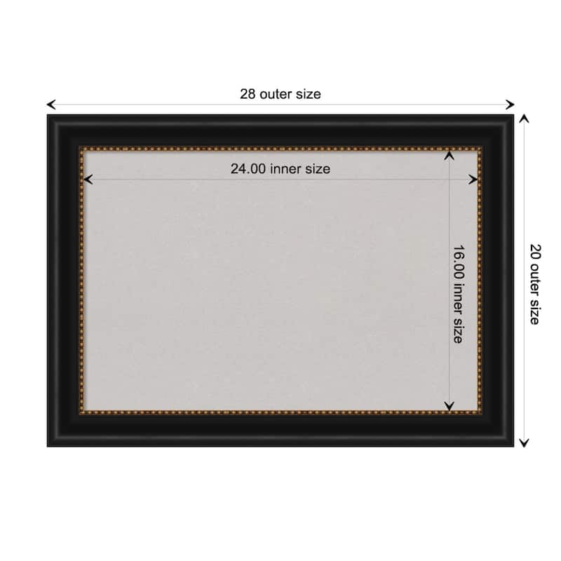 Manhattan Black Framed Grey Corkboard Bulletin Board - Board Size 24x16