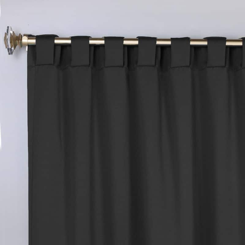 Superior Solid Machine Washable Room Darkening Curtains with Back Tabs, Set of 2