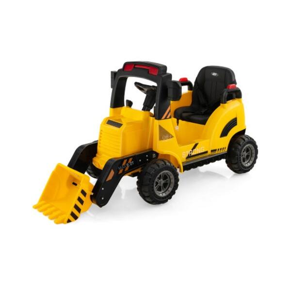 slide 2 of 6, 12V Kids Ride On Construction Tractor with Electric Adjustable Bucket-Yellow - 48" x 22" x 25" Yellow