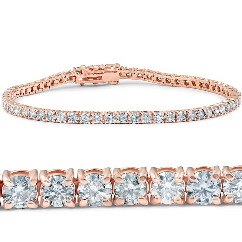 Bliss Diamond 4.35 ct Diamond Tennis Bracelet Rose Gold 7" - Rose - 7 Inch