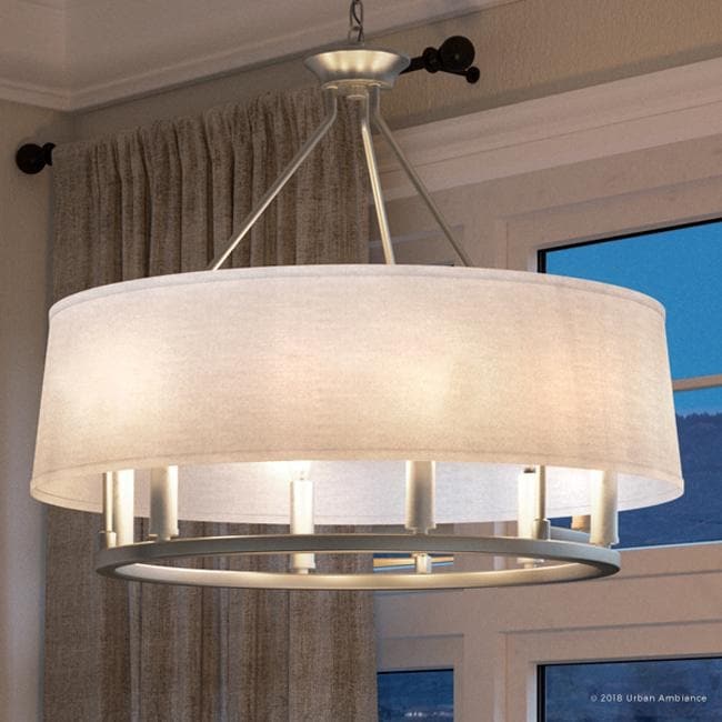 Luxury Cosmopolitan Chandelier, 22.375"H x 24"W, with Transitional Style, Brushed Nickel Finish by Urban Ambiance (60 to 100 Watts - Steel - Nickel - - Chandeliers For Bedrooms by Overstock.com