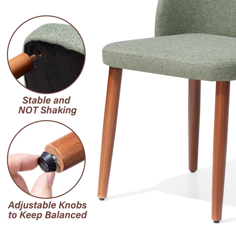 Modern Upholstered Dining Chairs with Padded Seat and Wood Legs