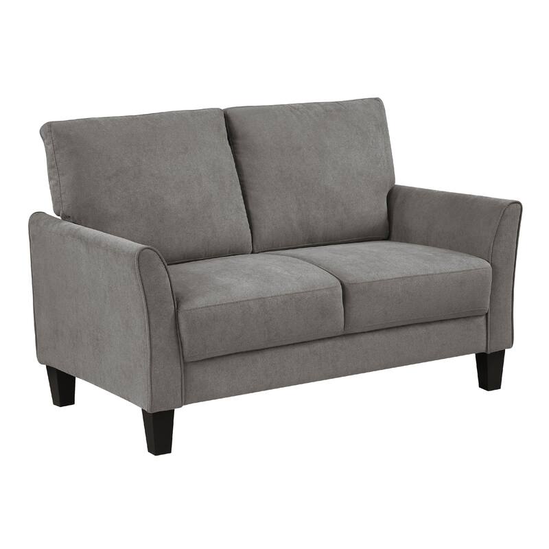 Xumo Loveseat, Taupe Gray Fabric, 56 Inch, Black Tapered Wood Legs