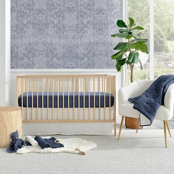 slide 2 of 5, Cloud Muslin Navy/White 5pc Bedding Set - Levtex Baby