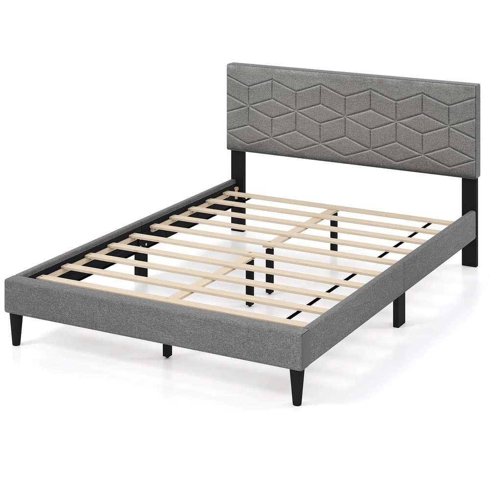 Costway Twin/Full/Queen Size Bed Frame with Linen Fabric Upholstered