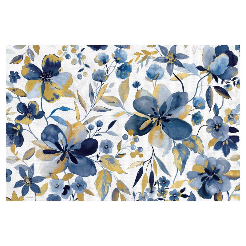 Golden Indigo Garden by Galaxy of Graphics Canvas Art Print