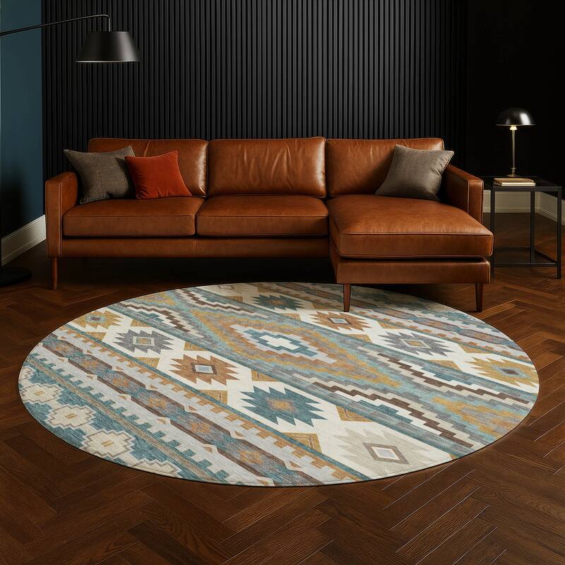 Machine Washable Indoor/ Outdoor Modern Ottawa Chantille Rug