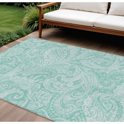 HomeRoots Paisley Transitional Rectangle Outdoor Rug