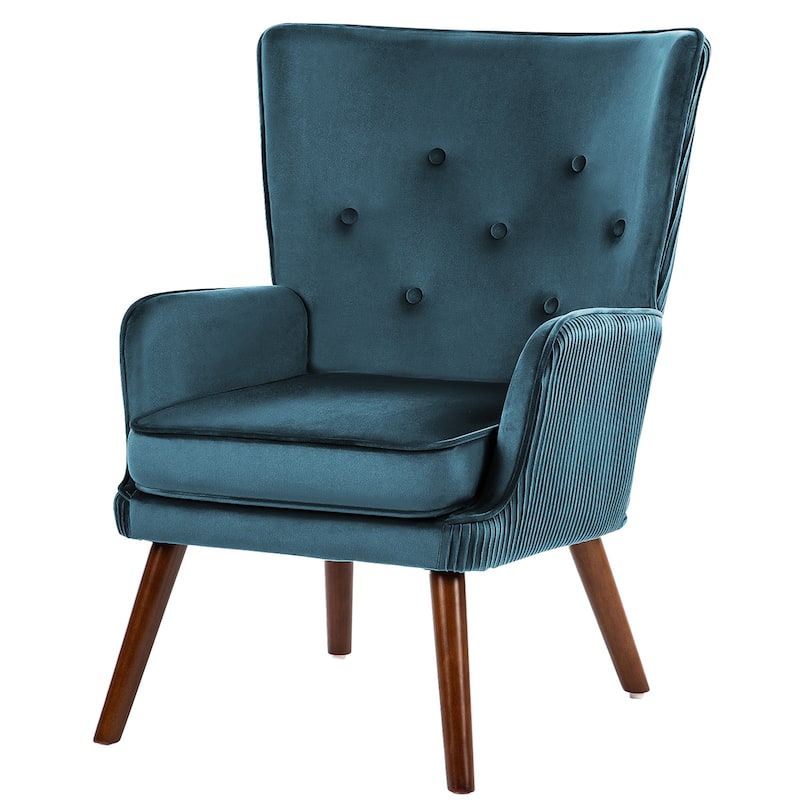 Velvet Upholstered Accent Chair Armchair for Living Room - Single - Blue