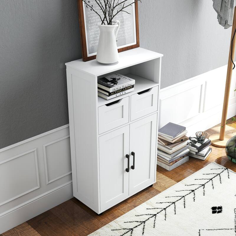 Farmhouse Storage Cabinet ,Versatile Double-Door Storage Cabinet with Adjustable Shelves