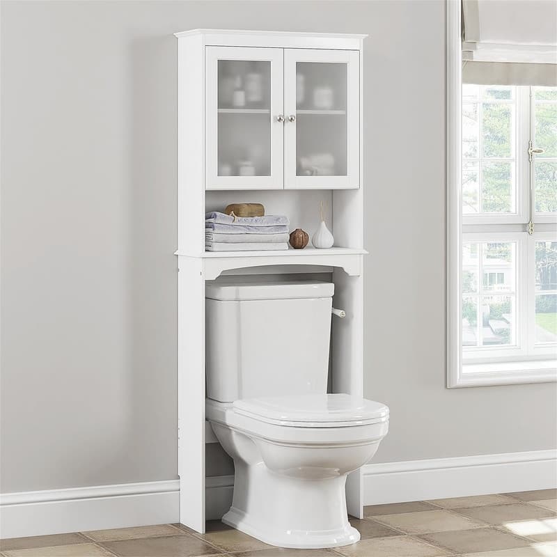 Toilet Storage Cabinet - White 9.06"D x 24.8"W x 65.75"H