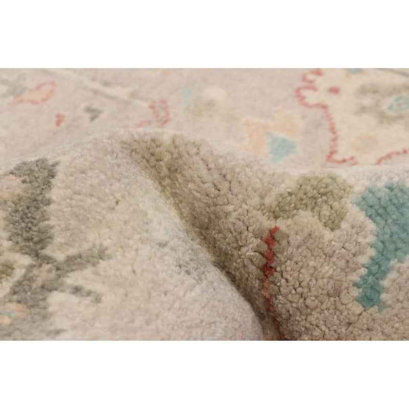 ECARPETGALLERY Hand-knotted Modern Oushak Light Grey Wool Rug - 2'11 x 7'9