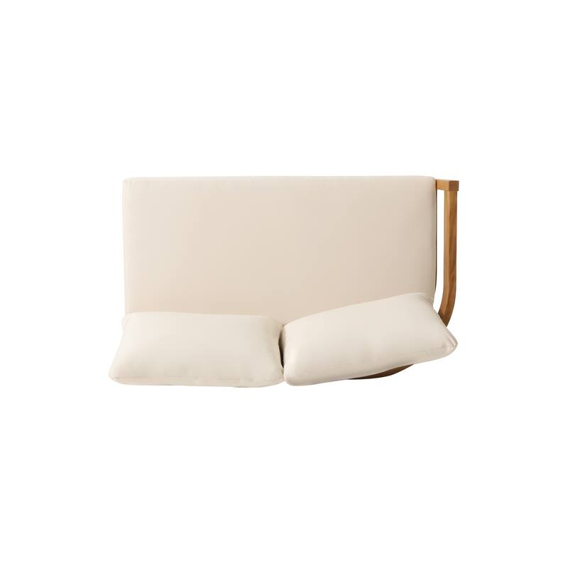 Brooklyn Outdoor Acacia Wood 5 Seater Sectional Sofa Chat Set with Cushions by Christopher Knight Home