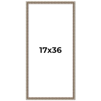 17x36 Frame Silver Versailles Ornate Solid Wood Picture Frame | 1 Inch