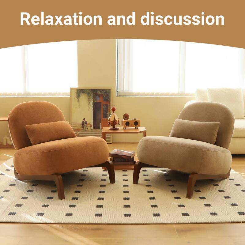 Elegant Velvet Armless Accent Chair - Modern Solid Wood Legs, Versatile Seating for Any Space