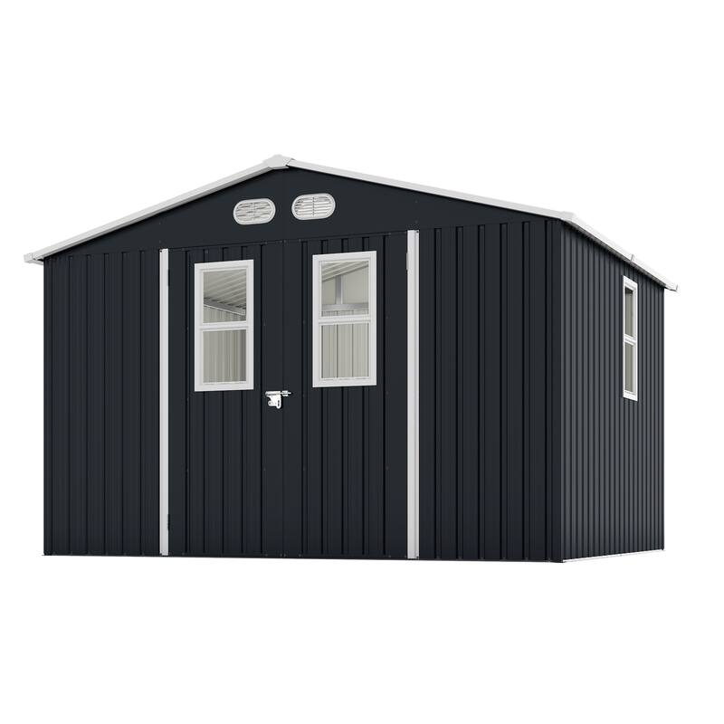 Outdoor Storage Shed, 8x10 protective film, four daylight Windows Lockable Doors,A practical and thoughtful gift