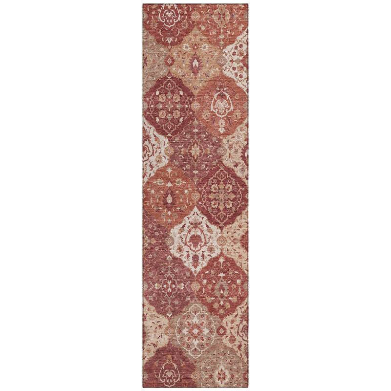 Machine Washable Indoor/ Outdoor Traditional Panel Chantille Rug