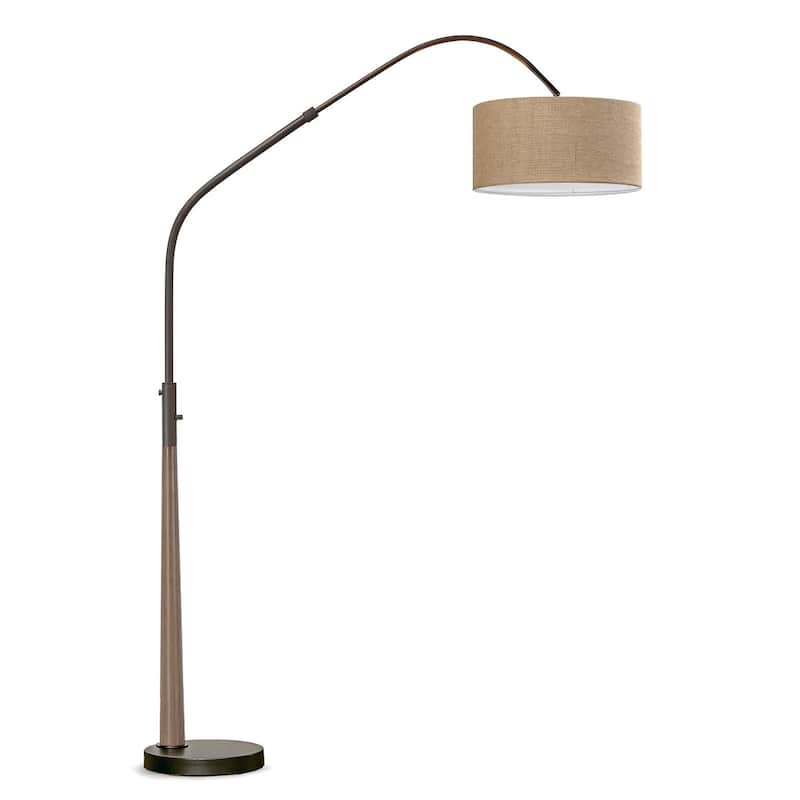 HOMEGLAM Century 81" Solid Wood Arched Floor Lamp with Dimmable LED Bulb - DarkBronze/BrownShade