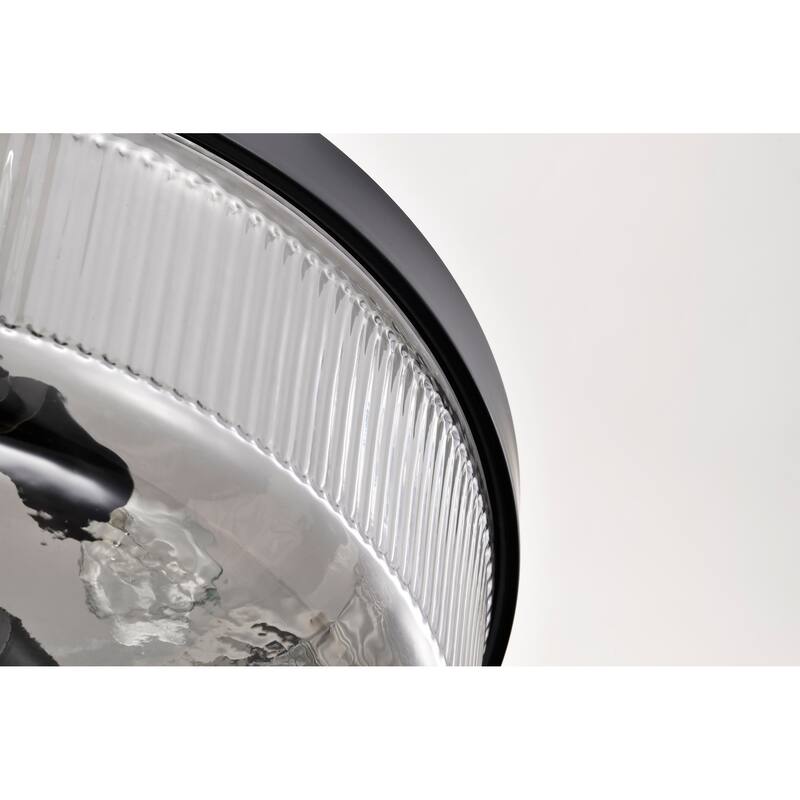 Grayson Large Flush Mount Matte Black Finish Clear Ribbed Glass - Matte Black