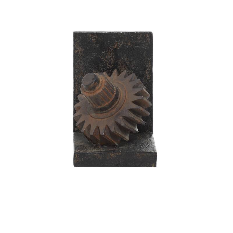 Polystone Gear Decorative Bookends - Set of 2 Brown - Roche River Decor