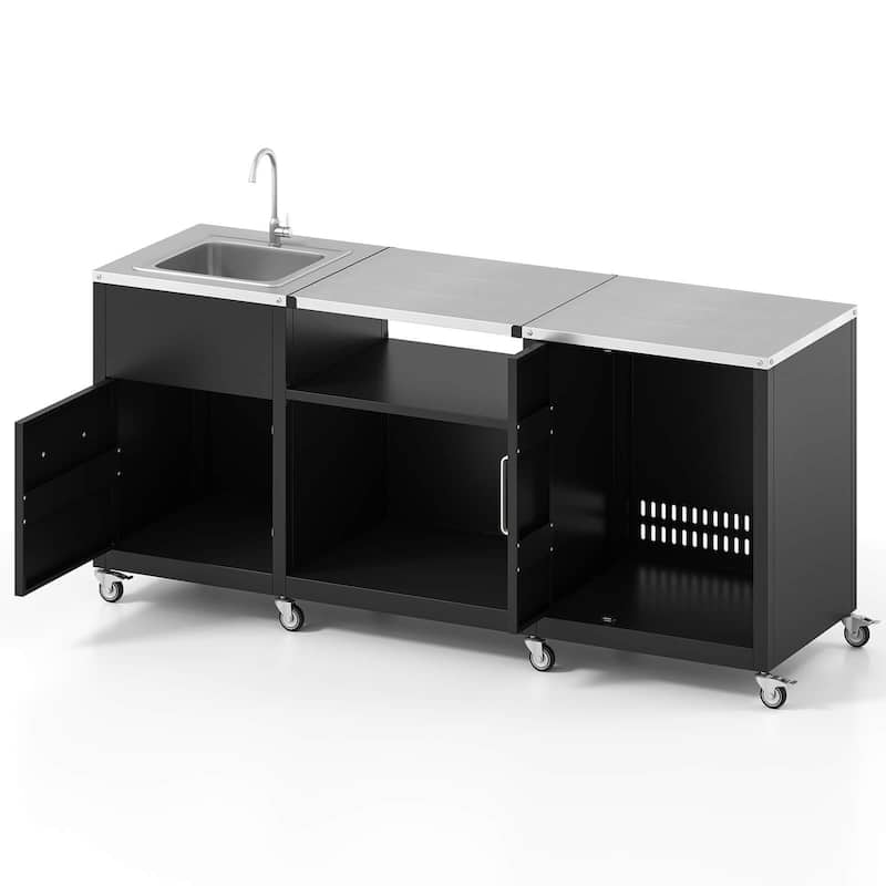Costway 80" Outdoor Grill Table with Sink Drainage Cabinet Removable - See Details
