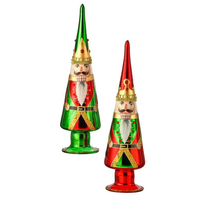 12.5" Glass Soldier Final Tree Set of 2