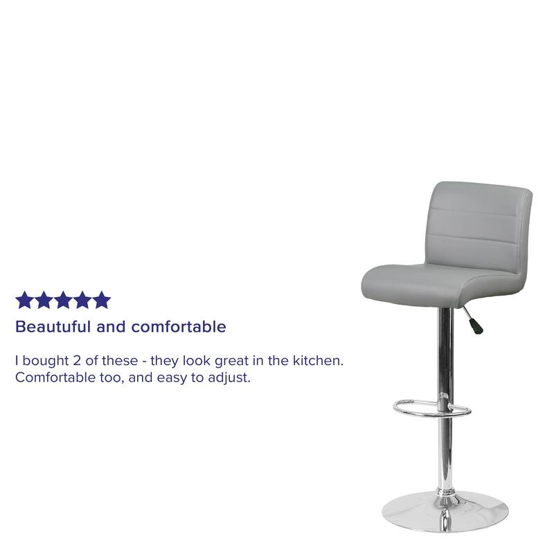 2 Pack Vinyl Adjustable Height Barstool with Rolled Seat and Chrome Base