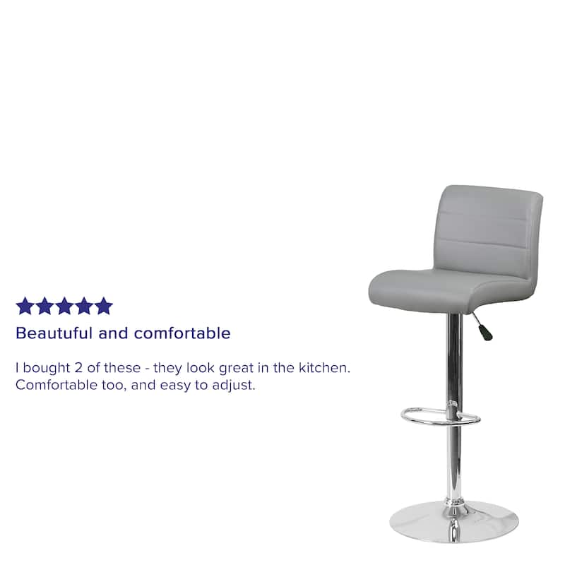 Vinyl Adjustable Height Barstool - 16.25"W x 19.5"D x 36.75" - 44.75"H