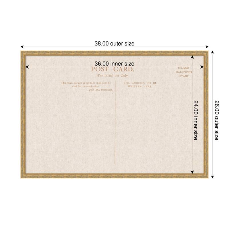 Kate and Laurel Framed Fabric Pinboard Linen Vintage Post Card Wall Organization