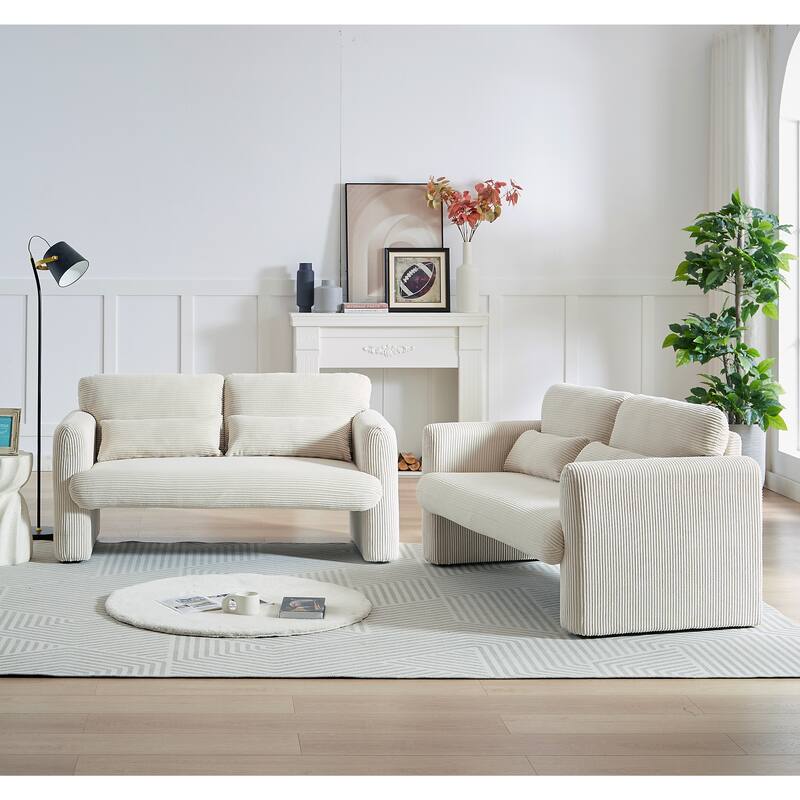 Corduroy Fabric Free Combination Sofa Set w/Support Pillow