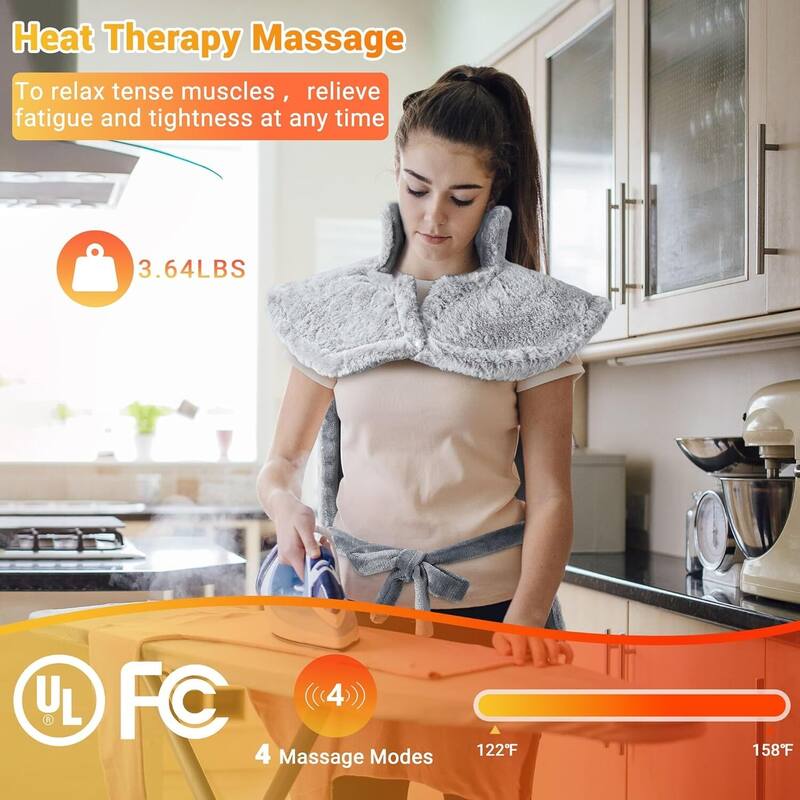 Electric 4 Massage Modes Heating Pad for Neck and Shoulders and Back Pain Relief, Best Winter Gifts