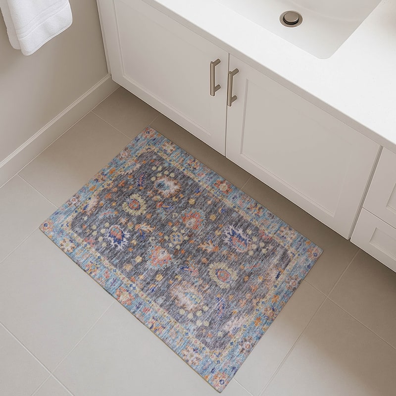 Premium Washable Super Soft Traditional Lily Mayfield Rug - Gray - 1'8" x 2'6"