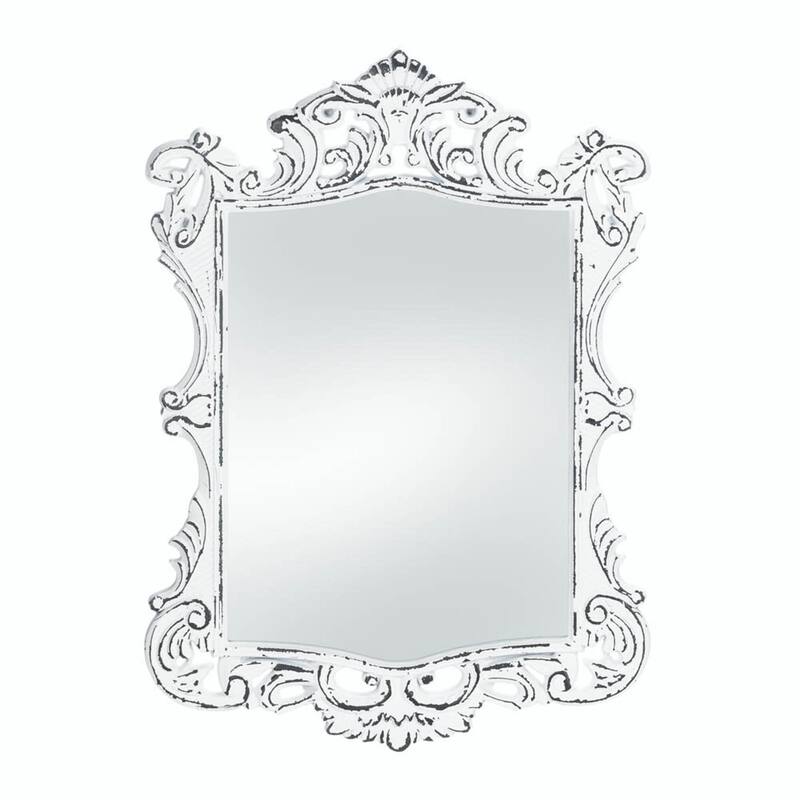 Vintage Style Wooden Framed Rectangular Wall Mirror - 23.75" - White