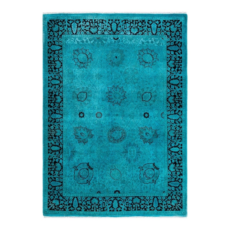 Contemporary Overdyed Wool Hand Knotted Area Rug - 4' 1" x 5' 8"