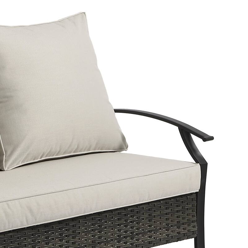 Outdoor Metal Wicker Cushioned Loveseat Sofa