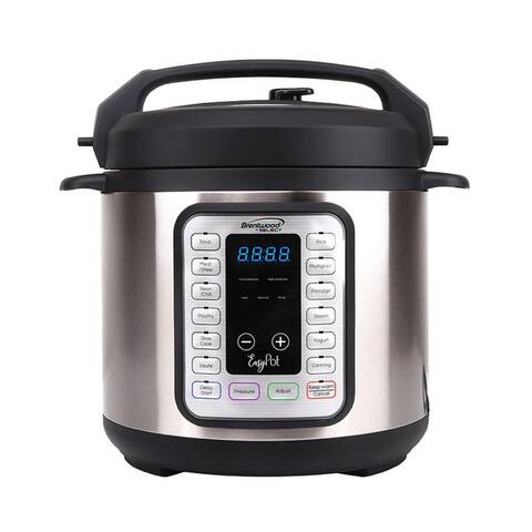 Brentwood Select Easy Pot 6Qt 8-in-1 Electric Pressure, Slow, Rice, Egg Cooker, Saute, Steam, Yogurt, and Food Warmer