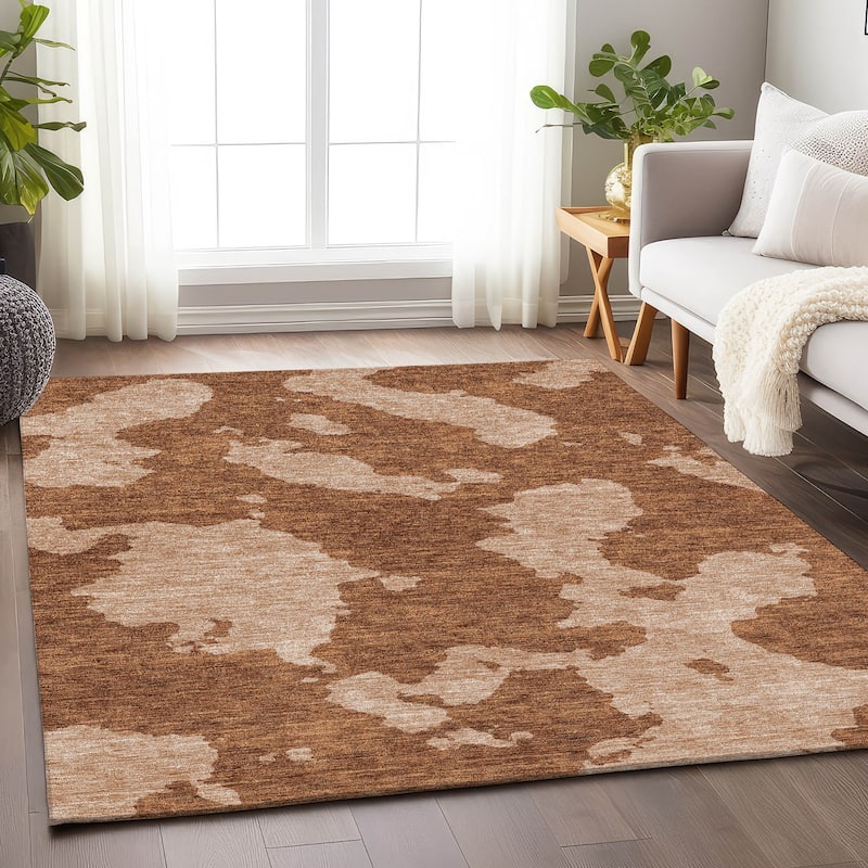 Premium Washable Super Soft Contemporary Islands Mayfield Rug - Terracotta - 2'6" x 3'10"
