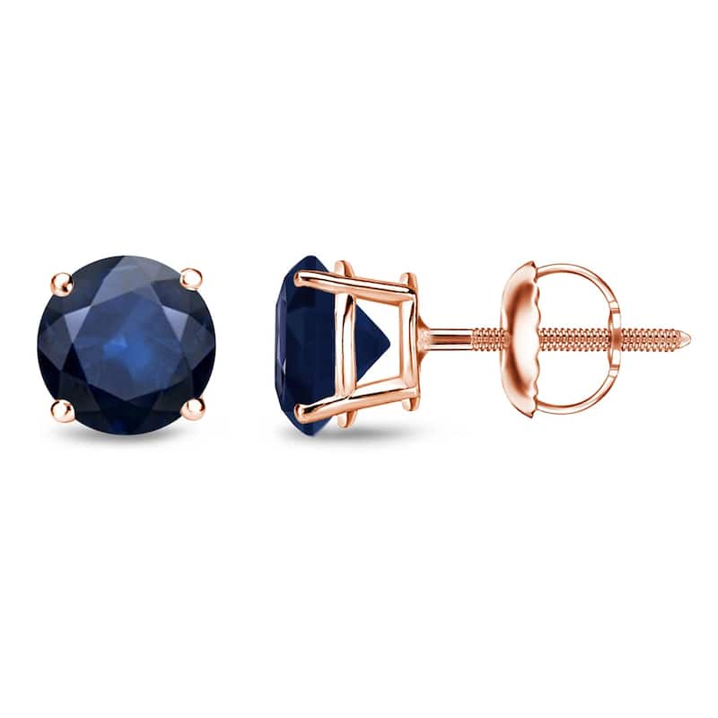 Auriya 14k Gold Round Sapphire Stud Earrings 1 1/2ctw - Rose