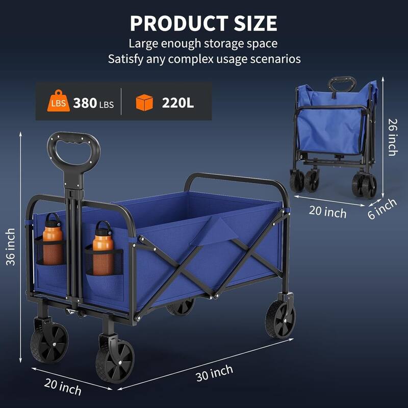 Foldable 380LBS Capacity Utility Heavy Duty Wagon Camping Cart