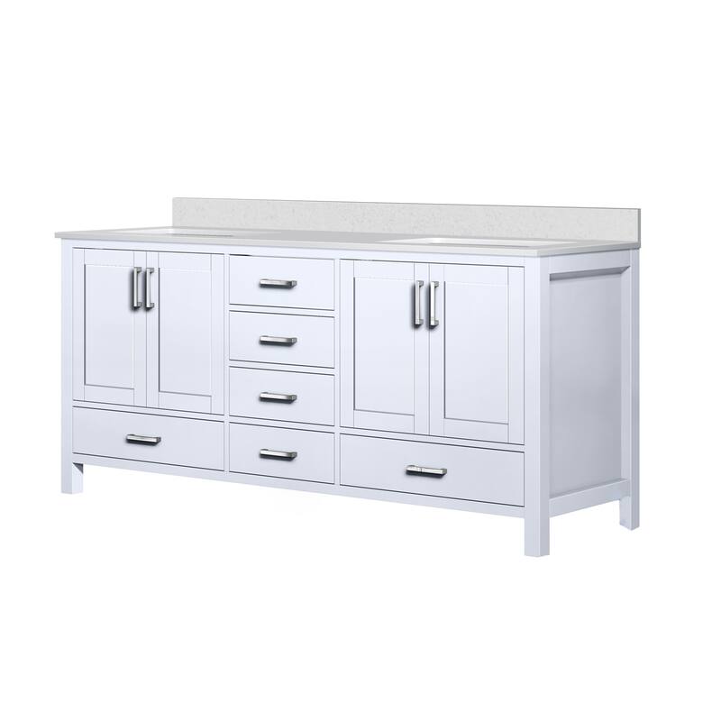 Jacques 72 in. W x 22 in. D White Double Bath Vanity and White Quartz Top