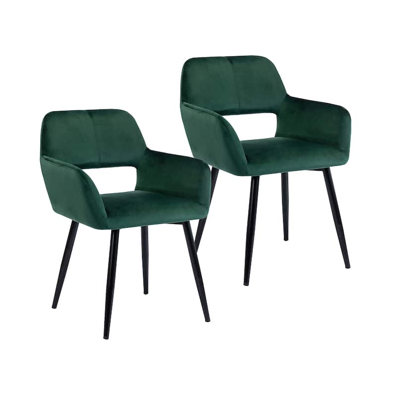 Porthos Home Giana Velvet/ Steel Dining Chairs (Set of 2) - Green