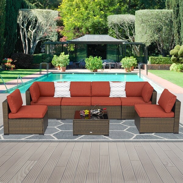 Kinsunny 7 Piece Outdoor Furniture, Patio Sectional Furniture Set